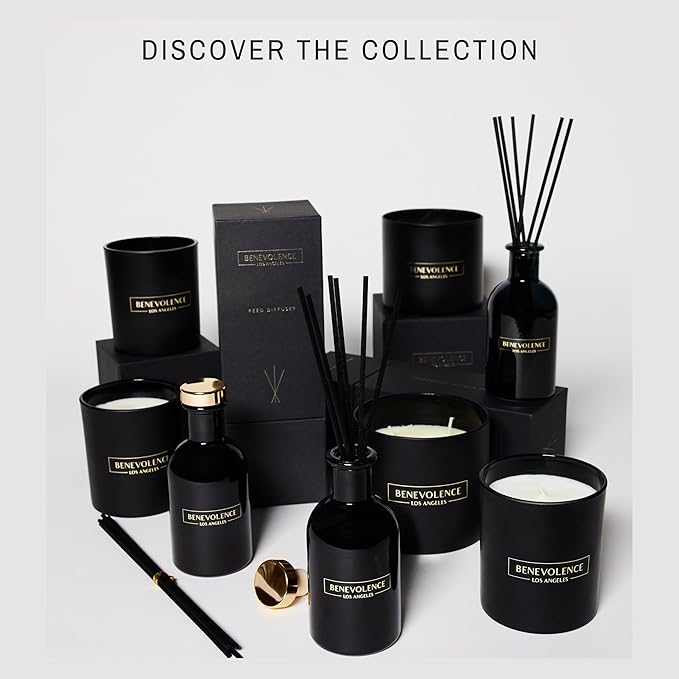 Benevolence LA Reed Diffusers for Home, Rose & Sandalwood Relaxing Fragrance | Aromatherapy Reed Diffuser Sticks with Gift Box, Scented Sticks for Bathroom | Home Décor