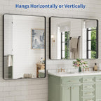 WEER Black Bathroom Mirror for Wall, 50X36 Inch Matte Black Mirror, Rectangular Black Metal Framed Vanity Mirror with Tempered Glass, Rounded Corner, Anti-Rust (Horizontal/Vertical)