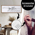 For Where Two Or Three Gather Sign Dining Room kitchen Wall Decor Bible Verse Scripture Matthew 18:20 Wooden Frame 32X12 Inch for Christian Family Hanging Art (Wood)