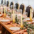 Foaincore 48 Pcs Candlestick Holders Bulk 2.5 Inch Taper Candle Holder for Table Centerpiece Thick Glass Ritual Candle Stand for Wedding Christmas Valentines Festival Party Decorations(Gold)