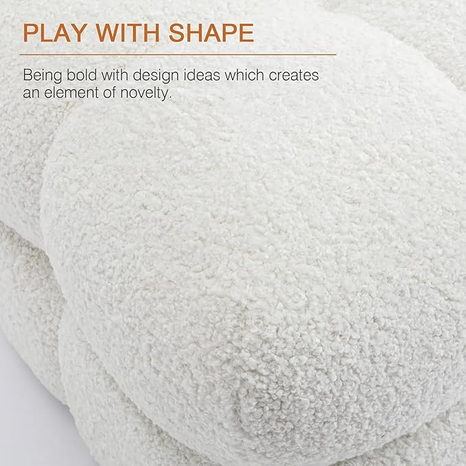 Zesthouse Square Pouf Ottoman, Modern Ottoman Coffee Table for Living Room, Fuzzy Sherpa Couch Foot Rest, Upholstered Tufted Cube Stool for Couch, White