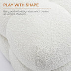 Zesthouse Square Pouf Ottoman, Modern Ottoman Coffee Table for Living Room, Fuzzy Sherpa Couch Foot Rest, Upholstered Tufted Cube Stool for Couch, White