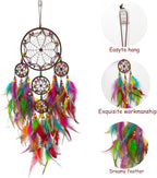 Large Dream Catcher Wall Decor Colorful Dream Catchers with Wooden Bead Handmade Feather Dreamcatcher Wall Hanging Ornament for Bedroom Living Room Home Decor