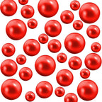 300Pcs Pearl Vase Filler, Red No Hole Faux Pearl Beads for Centerpieces Vases, Candle Centerpieces, Wedding Birthday Party Home Decor 8/10/14/20mm