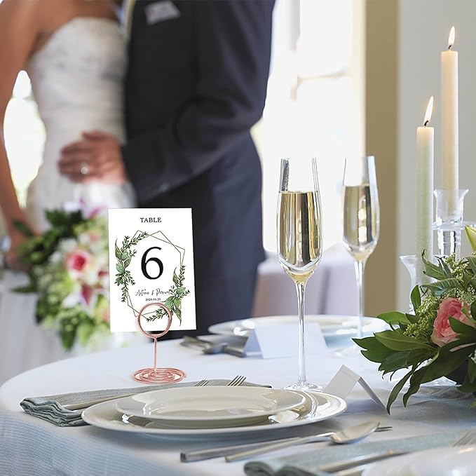 Table Number Holders 20Pcs - 2 Inch Mini Place Card Holder Short Table Number Stands for Wedding Party Graduation Reception Restaurant Home Centerpiece Decorations Office Memo (Rose Gold)