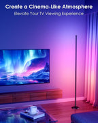 RGB+W Corner Floor Lamp, 65" Color Changing 24V LED Floor Lamp with Cool White Bluetooth APP Remote Control Music Sync Modern Stand Lamp 16 Million DIY Colors for Living Room Bedroom