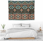 HZOHNAGO Aztec Tapestry Turquoise Blue and Brown and Native American Tribal Pattern Printed Wall Tapestry Wall Hanging for Bedroom Living Room Dorm 40" W x 30" H