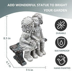 Elenon Boy and Girl Garden Statue Outdoor Decorative, Couple First Kiss Garden Sculpture for Yard Patio Art Flower Bed Decoration, 8 1/4" L x 4 3/4" W x 9" H