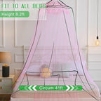 VISATOR Mosquito Net Bed Canopy for Girls,King Canopy Bed Curtains Queen Size from Ceiling,Dome Mosquito Netting Bed Tent Twin Girls Canopy Bed Decor for Baby Crib,Kid Bed and Adult Beds (Pink-Dome)