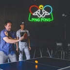 Ping Pong Neon Sign Table Tennis LED Light Up Sign for Wall Decor 16.5*11.4 In USB Dimmable Ping Pong Neon Light for Gymnasium Game Room Bedroom Gift for Table Tennis Enthusiasts(Multicolored)
