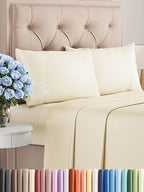 Twin Sheets Set 4 Piece - Includes 2 Pillowcases - Bed Sheets Twin Size - Soft Hotel Luxury Bedding - Cooling, Comfy, Cozy & Breathable - 1 Flat & 1 Fitted & 2 Pillowcases w/ Deep Pockets - Off White