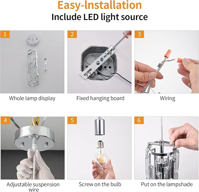 Pendant Lights Modern Chrome Pendant Light Mini Crystal Chandelier Pendant Lighting for Kitchen Island Dinning Room Bedroom Kitchen Sink Lighting (Chrome 3-Pack)