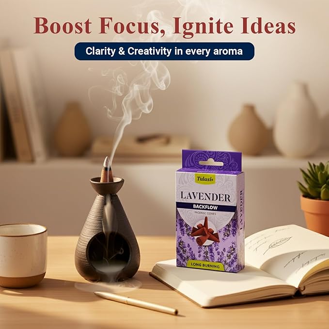 Tulasi Backflow Incense Cones with Natural Oils, Scents Set of 12 Fragrances (120 Cones) Calming Home Aromatherapy, Yoga, Meditation, Relaxing, Mixed Scents with Natural Oils