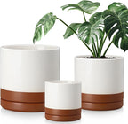 vancasso Ceramic Pots for Plants, Plant Pots for Indoor Plants, 6.25+8.25+10.25 Inch Ceramic Planters, Flower Pots with Drainage Holes, Planters Pot for Indoor House Plant, Set of 3, Khaki