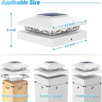 VOLISUN 4x4 Solar Post Cap Light 12pack,Solar Fence - Cap Lights Outdoor Waterproof for Wooden/Vinyl Post,White Deck Post Cap Light Solar Powered with Warm White for Garden/Patio/Porch