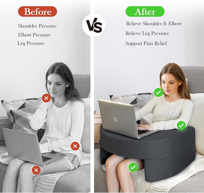 Reading Pillow for Gaming, Extra-Soft Reading Gaming Pillow for Lap, Memory Foam Bed Arm Rest Pillow, Lap Desk Pillow for Working, Crocheting, Playing in Bed Sofa