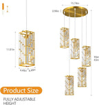 Gold Pendant Lighting Modern Pendant Light, Mini Crystal Chandeliers,Adjustable Pendant Light Fixture for Kitchen Island Dinning Room Bedroom (5 Light)