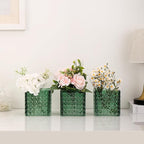 Square Vases Set of 6, 4" x 4" x 4" Square Glass Vases for Flowers, Green Flower Vase for Centerpieces, Small Bubble Vase for Wedding, Party, Home, Office, Parties, Events