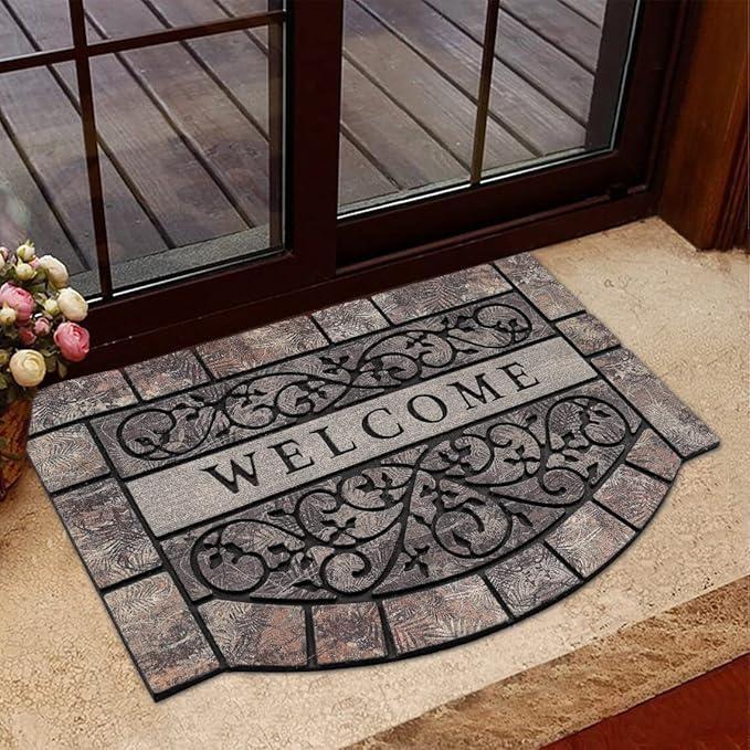 Thick Welcome Mats Outdoor, 24 * 36" Large Front Door Mat Entrance, Durable Welcome Mat for Front Door, Heavy Duty No Slip Rubber Outdoor Mats for Home Entrance