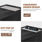 HIFYOBRO Narrow End Table Set of 2, 3 Drawers and Charging Station, Type-C & USB Port & Power outlets, Wooden End Table, Side Table with Storage for Living Room, Bedroom Nightstands