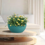 10 inch Hanging Planters for Outdoor Indoor Plants with Drainage Holes and Chain, 2 Pack Round Hanging Flower Pots for Garden Home Porch Decor, Blue Green