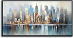 DUNHUANG ART Modern New York City Skyline Wall Art - Large Framed Abstract Canvas Painting for Home & Office Decor - Vibrant NYC Cityscape Picture - 30"x60"