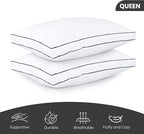 Utopia Bedding Bed Pillows for Sleeping Queen Size (Navy/White), Set of 2, Cooling Hotel Quality, Gusseted Pillow for Back, Stomach or Side Sleepers