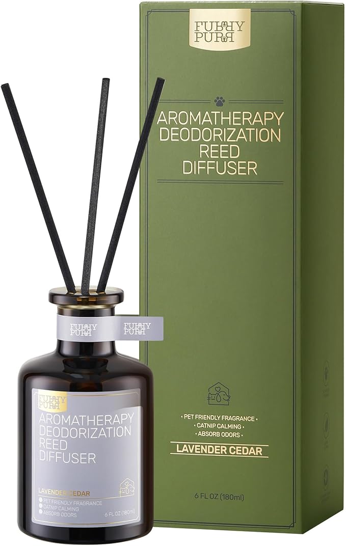 Reed Diffuser for Pet Odor Elimination, Lavender Cedar, Non-Toxic & Pet-Friendly Air Freshening, 6 Oz