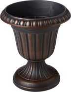 PL00CP Classic Traditional Plastic Urn Planter, 16" x 18", Brushed Copper