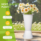 12 Pack Plastic Flower Bucket, 15.5 Inch White Flower Buckets for Cut Flowers with Base, Multi-Purpose Plastic Vase for Flower Display Stand Florist Supplies, Home Wedding Decoration
