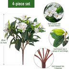 Uqueeten15.7” Fall Decorations for Home Fake Fall Flowers Fake Plants Artificial Impatiens Bouquet Flowers for Outdoors Silk Faux Flowers Impatiens Plants Decor Indoor Planters 8PCS (White) 8pcs