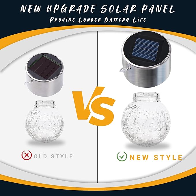 GIGALUMI 24 Pack Solar Outdoor Lights, Solar Hanging Lights for Christmas Decoration-Cracked Glass Solar Lights Outdoor Waterproof for Garden, Yard, Fence, Tree（Warm White）