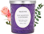 M&SENSE Eucalyptus Lavender Scented Candle, Cracking Wooden Wick Soy Wax, 18oz 100 Hours Long Lasting Clean Burn, Large Jar Candles for Home Decor, Non-Toxic Relaxing Aromatherapy Gifts for Women