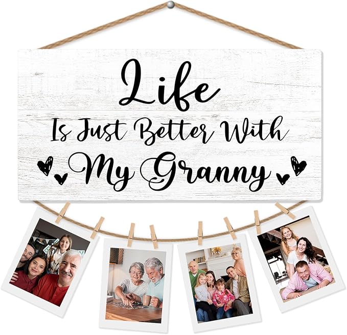 Granny Gifts Picture Frame Photo Holder for Wall, Mothers Birthday Gifts for Grammy Grandma, Thank You Gifts Grandmother Gammy Gifts from Grandchildren Grandkids Hanging Photo Display