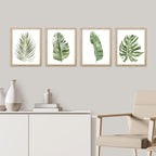 SIGNWIN Framed Banana Palm Monstera Leaf Wall Art, Set of 4 Green Pastel Wall Decor Prints, Nature Wilderness Wall Décor for Living Room, Bedroom - 8"x10" Natural