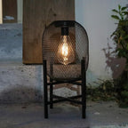 Solar Mesh Lantern Outdoor – 13.8" Tall Black Metal Patio Light with Edison Glass Bulb, Solar Powered Warm Glow LED, Waterproof IP65 for Garden, Porch, Deck, Tabletop Decor