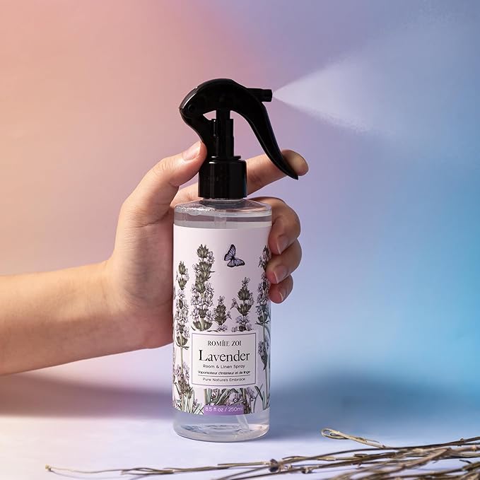 ROMIIE ZOI Linen & Room Air Freshener Spray Room Mist, with Natural Plant Extract, Lavender Scent, 8.5 FL OZ.
