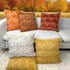 Booque Valley Fall Decorative Pillow Covers Set of 2 Soft Plush Faux Fur Wool Pumpkin Throw Pillowcases for Autumn Halloween Farmhouse Home Decor, 20 x 20 inch, Beige