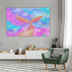HZOHNAGO Mermaid Scales Tapestry Colorful Shiny Scales Mermaid Tail Pattern Printed Wall Tapestry Wall Hanging for Bedroom Living Room Dorm 90" W x 60" H