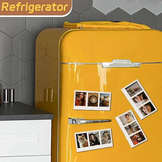4Pack Magnetic Refrigerator Acrylic Picture Frames fit 3PCS Photos of Mini 2x3 Collage, Compatible with Fujifilm Instax Polaroid Mini for Home Office Fridge/Locker (Clear, 2x3*3 Picture)