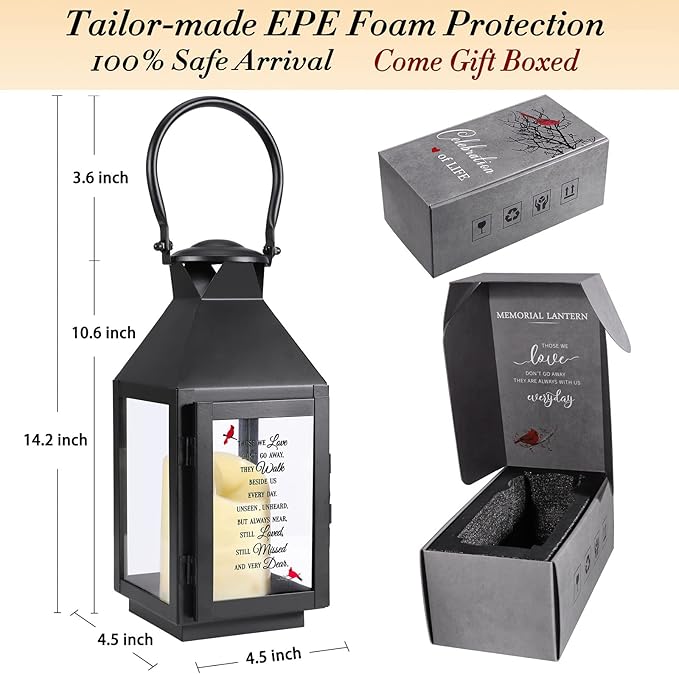 Memorial Lantern, Sympathy Gifts for Loss of Mom/Dad/Loved One, Bereavement Gifts, in Memory of Loved One Gifts, Remembrance Gifts for Loss, Celebration of Life, Memorial Gifts, Funeral Gifts