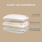 Bedsure Luxury Goose Feathers Down Pillows - 300 Thread Count Cotton Cover Gusseted Hotel Collection Bed King Pillows Size Set of 2, Ultra-Soft High Elasticity Sorona Fiber Layer Pillows for Sleeping