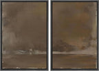 SIGNFORD Framed Canvas Print Wall Art Set Muted Earthy Abstract Landscape Illustrations Modern Art Decorative for Living Room, Bedroom, Office - 24"x36"x2 Black