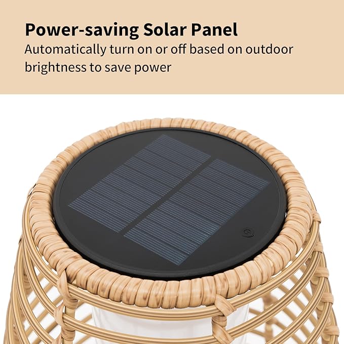 Outdoor Floor Lamp Solar Powered Lantern Waterproof Outdoor Lamps Wicker Patio Lights for Garden Deck Backyard Decor