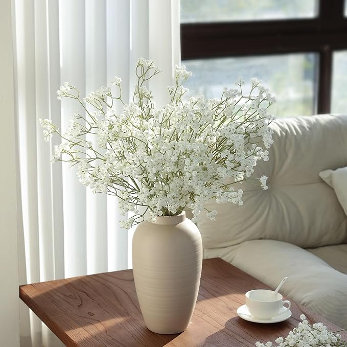 mizii 24 Pcs Babys Breath Artificial Flowers Bulk 25in Real Touch Faux Baby Breath White Flowers Fake Babies Breath Flower Decoration for Wedding Bouquet Flores Vase Tables Centerpieces Decor