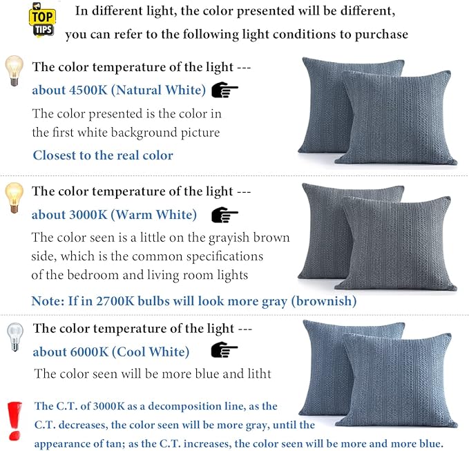 1pc 18x18 Throw Pillow Cover Boho Decorative Pillow Shams Stone Washed Cotton Pillowcase Waffle Square for Couch Sofa Chair Bed Car, Blue Grey