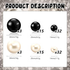 100PCS Black White Faux Pearls Beads for Centerpiece Vases, Vase Filler Faux Pearls, No Holes Filler Beads for Party Anniversary Birthday Wedding Table Decor, 14/20/30mm