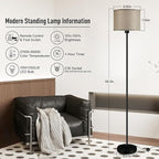 Floor Lamps for Living Room, Stepless Dimmable Floor Lamp with Remote, 2700K-6500K Colors Temperature & Brightness Adjustable,10W/1200LM Jute LED Floor Lamp, Modern Standing Lamp for Bedroom/Office