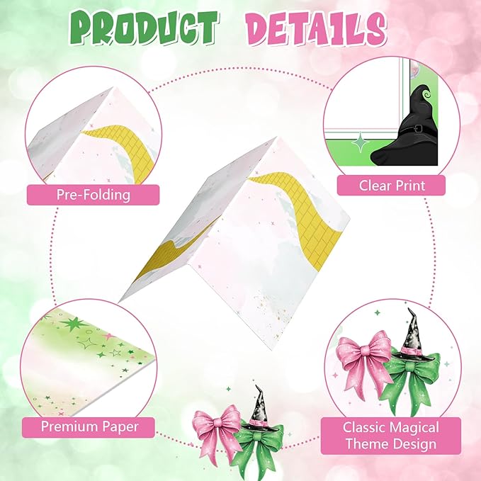 Tellingyou 48 Pcs Pink and Green Party Decorations Place Setting Cards Name Tent Cards for Table Setting Witch Party Table Decor for Sorcery-themed Book Clubs Witch Invitation Bingo Game.
