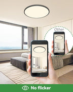 1PACK Flush Mount LED Ceiling Light Fixture Black, 15.8Inch 36Watt, Dimmable & 3000K-4500K-6000K 3 Color Selectable Ceiling Lamp 4000LM Low Profile Ceiling Light for Kitchen Bedroom Hallway Porch